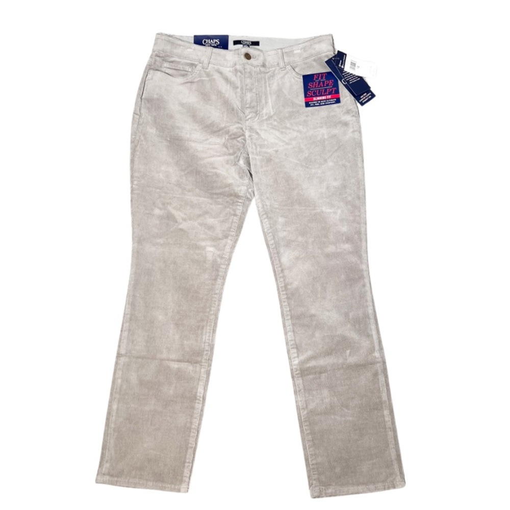 NWT Chaps Womens Grey Corduroy Bootcut Pants Sculpt Slimming Fit Size 12
